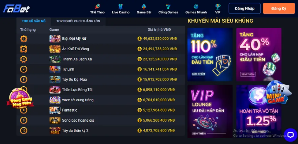 Kho game nổ hũ khổng lồ tại Bem88